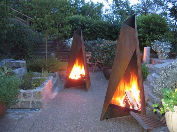 ??????????? 120cm σύγχρονος υπαίθριος χάλυβας Chimenea Corten εστιών γεωμετρικός