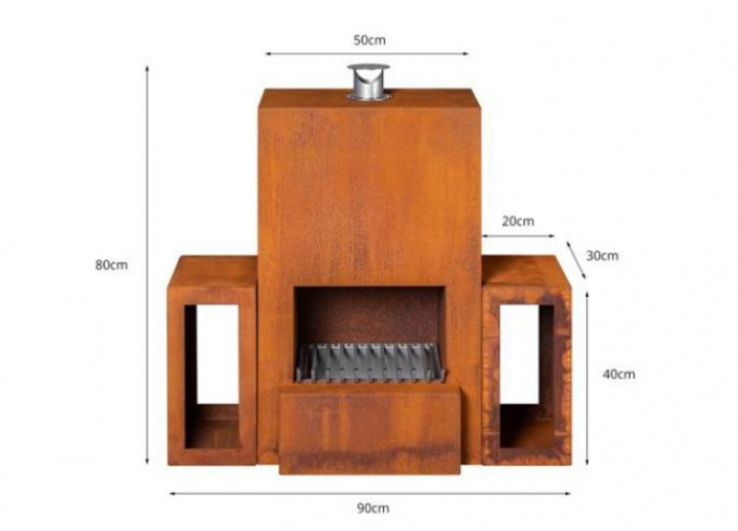 Υπαίθριος??????????? ξύλινος καίγοντας χάλυβας Firepit Corten συνήθειας με την ξύλινη αποθήκευση