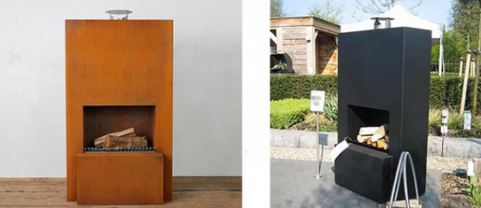 Υπαίθριος??????????? ξύλινος καίγοντας χάλυβας Firepit Corten συνήθειας με την ξύλινη αποθήκευση