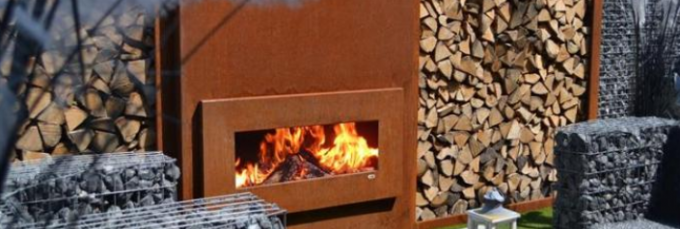 ??????????? κήπων ξύλινη καίγοντας σόμπα χάλυβα Corten εστιών μετάλλων υπαίθρια
