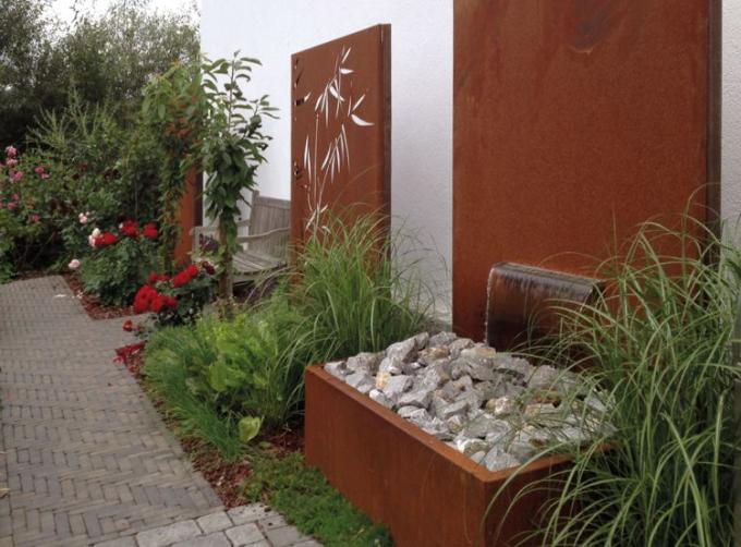 Flowerpot κήπων διακοσμήσεων πηγών νερού κήπων πτώσης νερού Corten υπαίθριος καταρράκτης