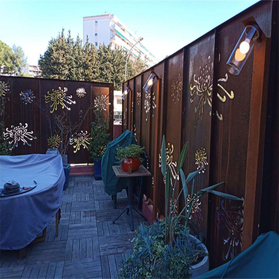 Διακόσμηση μπαλκονιού Corten Steel Πάνελ κοπής με λέιζερ Μεταλλικές Οθόνες Προστασίας Προσωπικών Δεδομένων