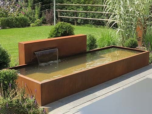 Σύγχρονο Corten χάλυβα νερού τοπίο κήπων πηγών υπαίθριο ορθογώνιο