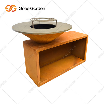 Προσαρμοσμένο μέγεθος Τετράγωνο Corten Steel BBQ Grill Διακοσμητικό Κάμπινγκ εξωτερικού χώρου