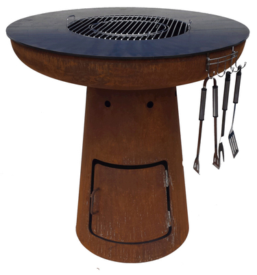 BBQ Fire Bowl Corten Steel with Grill Ring Υπαίθριο Κάμπινγκ