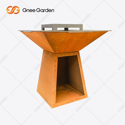 Trapezoid σχαρών κοιλωμάτων πυρκαγιάς ΣΧΑΡΩΝ χάλυβα Corten διαμόρφωσε τις υπαίθριες μαγειρεύοντας σχάρες για τον κήπο