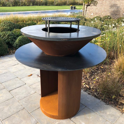 Metal Garden Corten Steel Εξωτερική ψησταριά κάρβουνου BBQ Pre Rusted