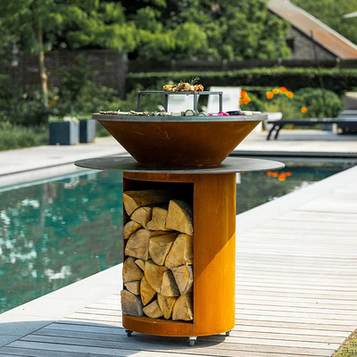Metal Garden Corten Steel Εξωτερική ψησταριά κάρβουνου BBQ Pre Rusted