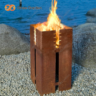 κάψιμο ξυλάνθρακα σχαρών ΣΧΑΡΩΝ χάλυβα 1200mm τετραγωνικό Corten διακοσμητικό