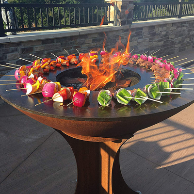 Ψησταριά με κάρβουνο Εξωτερικό Corten Steel Fire Pit BBQ με ψησταριά μαγειρέματος