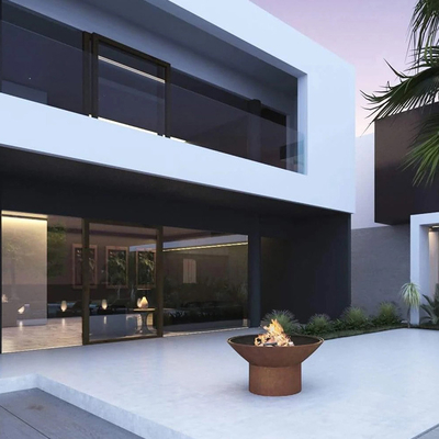 Ψησταριά με κάρβουνο Εξωτερικό Corten Steel Fire Pit BBQ με ψησταριά μαγειρέματος