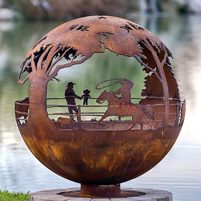 κοίλωμα Handcrafted πυρκαγιάς χάλυβα σφαιρών 900mm διακοσμητικό Corten