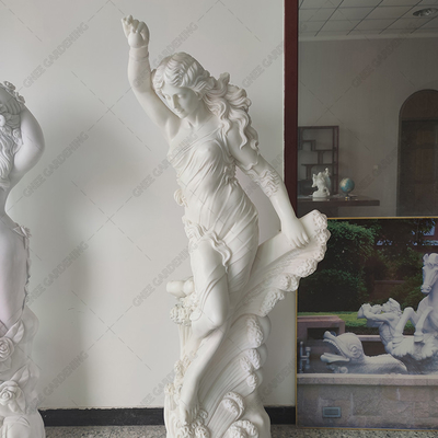 Φυσικό άσπρο μαρμάρινο πέτρινο υπαίθριο χέρι γλυπτών κήπων που χαράζεται