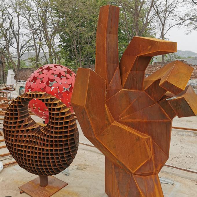 Σκουριασμένο μεγάλο γλυπτό χάλυβα Corten για το εργοστάσιο διακοσμήσεων πάρκων άμεσο