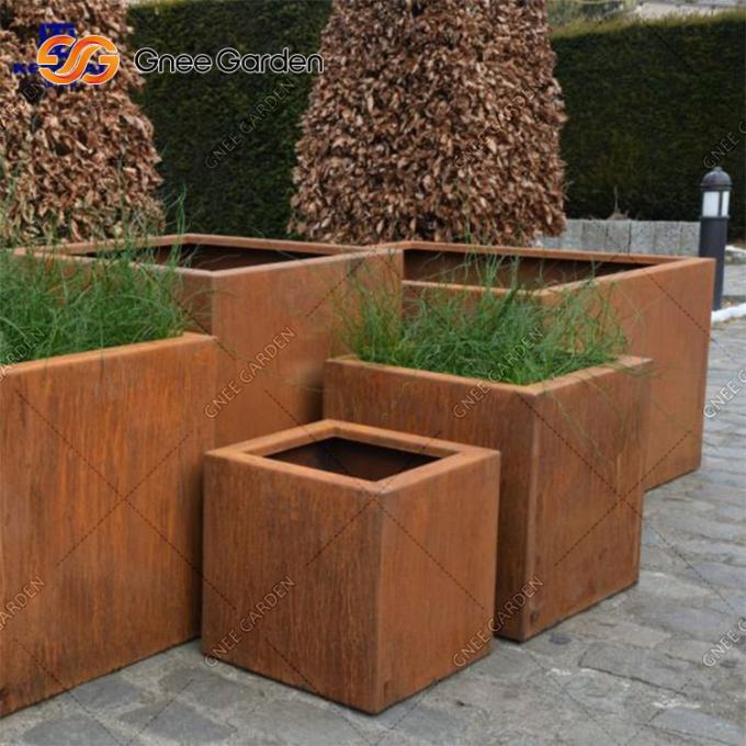 Σκουριασμένος επεξεργασίας Corten καλλιεργητής καιρικών ανθεκτικός υπαίθριος μετάλλων κιβωτίων εγκαταστάσεων χάλυβα τετραγωνικός