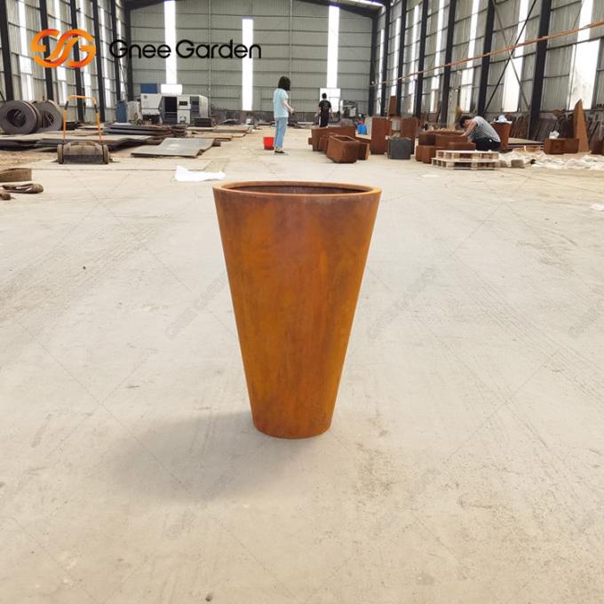 Προσαρμοσμένος Flowerpot χάλυβα Corten λειτουργίας κήπων συνόλων λουλουδιών καλλιεργητής μετάλλων δοχείων υπαίθριος