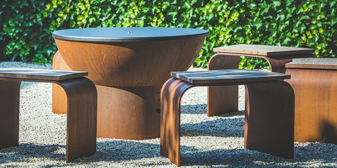 Υπαίθρια ΣΧΑΡΑ GN-bbq-214 χάλυβα Corten σκουριάς κήπων βαρέων καθηκόντων υπαίθριες μαγειρεύοντας σχάρες